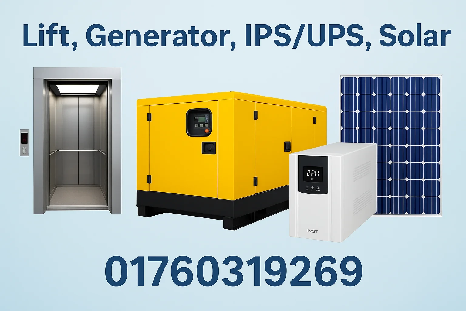 Lift, Generator, ips/ups, solar